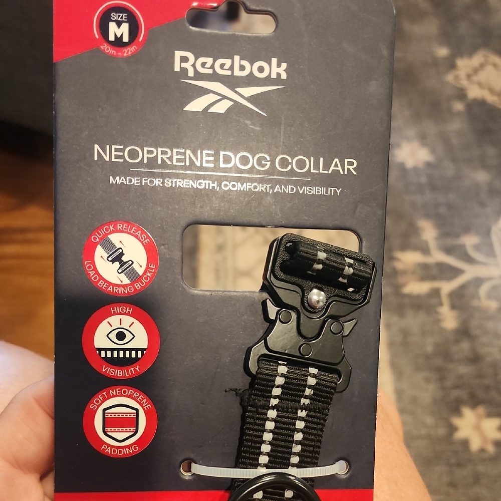 Reebok Black and White Neoprene Dog Collar